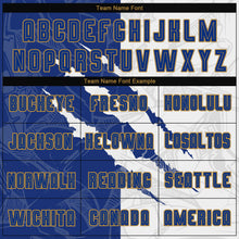 Load image into Gallery viewer, Custom Graffiti Pattern Royal White-Old Gold Scratch Sublimation Soccer Uniform Jersey