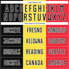 Load image into Gallery viewer, Custom Gold Black Red-White Sublimation Belgian Flag Soccer Uniform Jersey