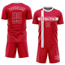 Load image into Gallery viewer, Custom Red Red-White Sublimation Danish Flag Soccer Uniform Jersey