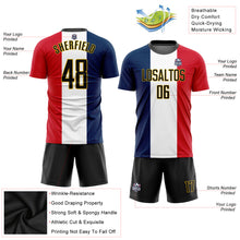 Load image into Gallery viewer, Custom Navy Black White Red-Gold Sublimation French Flag Soccer Uniform Jersey