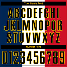 Load image into Gallery viewer, Custom Navy Black White Red-Gold Sublimation French Flag Soccer Uniform Jersey