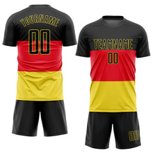 Load image into Gallery viewer, Custom Red Black-Gold Sublimation German Flag Soccer Uniform Jersey