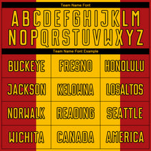 Load image into Gallery viewer, Custom Red Gold-Black Sublimation Spanish Flag Soccer Uniform Jersey