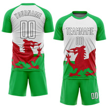 Load image into Gallery viewer, Custom Green White Red-Black Sublimation Welsh Flag Soccer Uniform Jersey