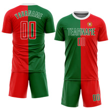 Load image into Gallery viewer, Custom Kelly Green Red-White Sublimation Portuguese Flag Soccer Uniform Jersey
