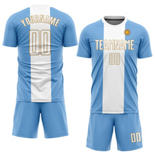 Load image into Gallery viewer, Custom Light Blue White-Old Gold Sublimation Argentinian Flag Soccer Uniform Jersey