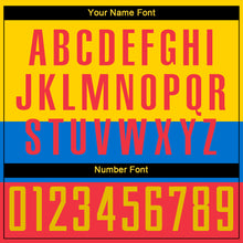 Load image into Gallery viewer, Custom Gold Red-Royal Sublimation Ecuador Flag Soccer Uniform Jersey