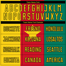 Load image into Gallery viewer, Custom Kelly Green Gold Red-Black Sublimation Cameroonian Flag Soccer Uniform Jersey