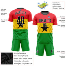 Load image into Gallery viewer, Custom Red Black Gold-Kelly Green Sublimation Ghanaian Flag Soccer Uniform Jersey