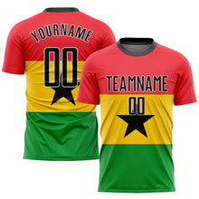 Load image into Gallery viewer, Custom Red Black Gold-Kelly Green Sublimation Ghanaian Flag Soccer Uniform Jersey