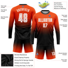Load image into Gallery viewer, Custom Orange White-Black Sublimation Long Sleeve Fade Fashion Soccer Uniform Jersey