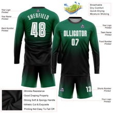 Load image into Gallery viewer, Custom Kelly Green White-Black Sublimation Long Sleeve Fade Fashion Soccer Uniform Jersey