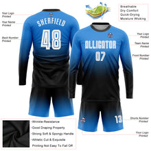Load image into Gallery viewer, Custom Powder Blue White-Black Sublimation Long Sleeve Fade Fashion Soccer Uniform Jersey