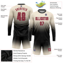 Load image into Gallery viewer, Custom Cream Crimson-Black Sublimation Long Sleeve Fade Fashion Soccer Uniform Jersey
