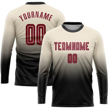 Load image into Gallery viewer, Custom Cream Crimson-Black Sublimation Long Sleeve Fade Fashion Soccer Uniform Jersey