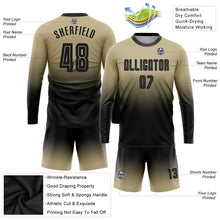 Load image into Gallery viewer, Custom Vegas Gold Black Sublimation Long Sleeve Fade Fashion Soccer Uniform Jersey