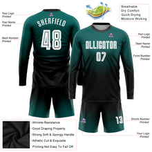Load image into Gallery viewer, Custom Midnight Green White-Black Sublimation Long Sleeve Fade Fashion Soccer Uniform Jersey