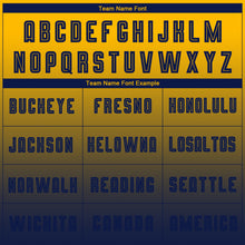 Load image into Gallery viewer, Custom Gold Navy Sublimation Long Sleeve Fade Fashion Soccer Uniform Jersey