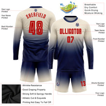 Load image into Gallery viewer, Custom Cream Red-Navy Sublimation Long Sleeve Fade Fashion Soccer Uniform Jersey