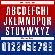 Load image into Gallery viewer, Custom Red White-Royal Sublimation Long Sleeve Fade Fashion Soccer Uniform Jersey