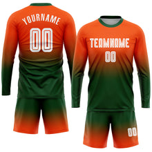 Load image into Gallery viewer, Custom Orange White-Green Sublimation Long Sleeve Fade Fashion Soccer Uniform Jersey