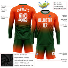 Load image into Gallery viewer, Custom Orange White-Green Sublimation Long Sleeve Fade Fashion Soccer Uniform Jersey