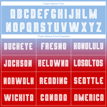 Load image into Gallery viewer, Custom Light Blue White-Red Sublimation Long Sleeve Fade Fashion Soccer Uniform Jersey