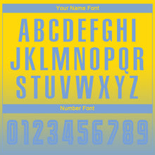 Load image into Gallery viewer, Custom Gold Light Blue Sublimation Long Sleeve Fade Fashion Soccer Uniform Jersey