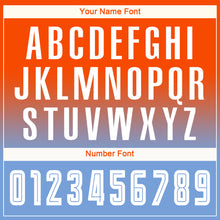 Load image into Gallery viewer, Custom Orange White-Light Blue Sublimation Long Sleeve Fade Fashion Soccer Uniform Jersey