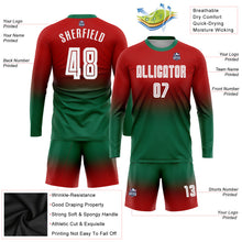 Load image into Gallery viewer, Custom Red White-Kelly Green Sublimation Long Sleeve Fade Fashion Soccer Uniform Jersey