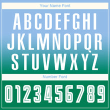 Load image into Gallery viewer, Custom Light Blue White-Kelly Green Sublimation Long Sleeve Fade Fashion Soccer Uniform Jersey