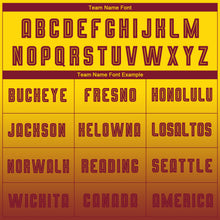 Load image into Gallery viewer, Custom Gold Crimson Sublimation Long Sleeve Fade Fashion Soccer Uniform Jersey