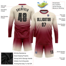 Load image into Gallery viewer, Custom Cream Black-Crimson Sublimation Long Sleeve Fade Fashion Soccer Uniform Jersey