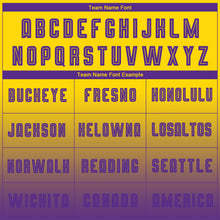 Load image into Gallery viewer, Custom Gold Purple Sublimation Long Sleeve Fade Fashion Soccer Uniform Jersey