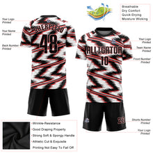 Load image into Gallery viewer, Custom White Black-Red Sublimation Soccer Uniform Jersey