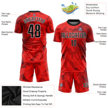 Load image into Gallery viewer, Custom Red Black-White Sublimation Soccer Uniform Jersey