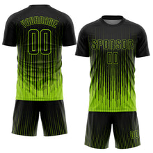 Load image into Gallery viewer, Custom Neon Green Black Sublimation Soccer Uniform Jersey
