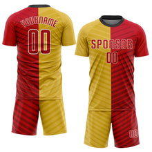 Load image into Gallery viewer, Custom Gold Red-White Sublimation Soccer Uniform Jersey