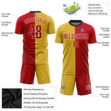 Load image into Gallery viewer, Custom Gold Red-White Sublimation Soccer Uniform Jersey