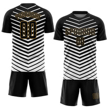 Load image into Gallery viewer, Custom White Black-Old Gold Sublimation Soccer Uniform Jersey