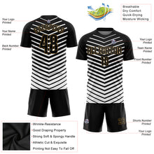 Load image into Gallery viewer, Custom White Black-Old Gold Sublimation Soccer Uniform Jersey