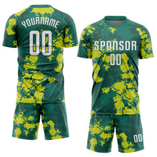 Load image into Gallery viewer, Custom Kelly Green White-Neon Green Sublimation Soccer Uniform Jersey