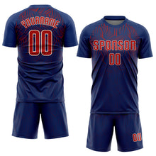 Load image into Gallery viewer, Custom Navy Red-Cream Sublimation Soccer Uniform Jersey