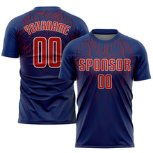 Load image into Gallery viewer, Custom Navy Red-Cream Sublimation Soccer Uniform Jersey