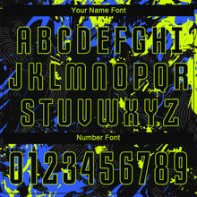 Load image into Gallery viewer, Custom Black Black Neon Green-Royal Sublimation Soccer Uniform Jersey