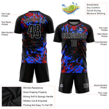 Load image into Gallery viewer, Custom Black Black Royal-Red Sublimation Soccer Uniform Jersey
