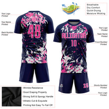 Load image into Gallery viewer, Custom Navy Pink-White Sublimation Soccer Uniform Jersey