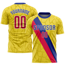 Load image into Gallery viewer, Custom Gold Red-Royal Sublimation Soccer Uniform Jersey