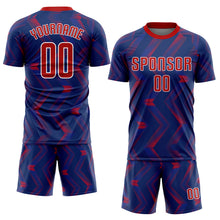 Load image into Gallery viewer, Custom Navy Red-White Sublimation Soccer Uniform Jersey