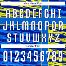 Load image into Gallery viewer, Custom Royal White Navy-Gold Sublimation Soccer Uniform Jersey